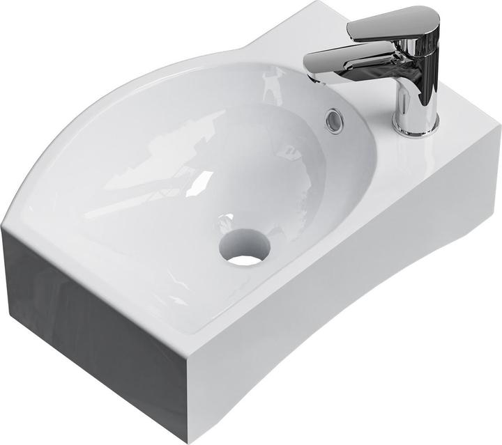 Immagine prodotto Emke Lavabo a parete 405 x 280 x 140 mm, Rettangolare, Ceramica, Foro per rubinetto destro, Bianco (280 mm, 405 mm)