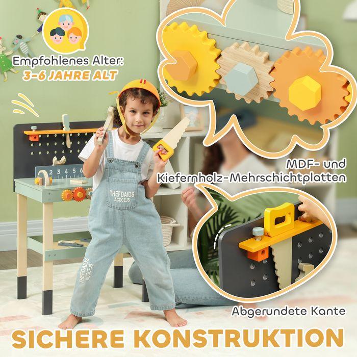Produktbild Swisshandel24 Kinder Werkbank mit Werkzeug und Zubehör, Werkzeugbank für Kinder 3-6 Jahre
