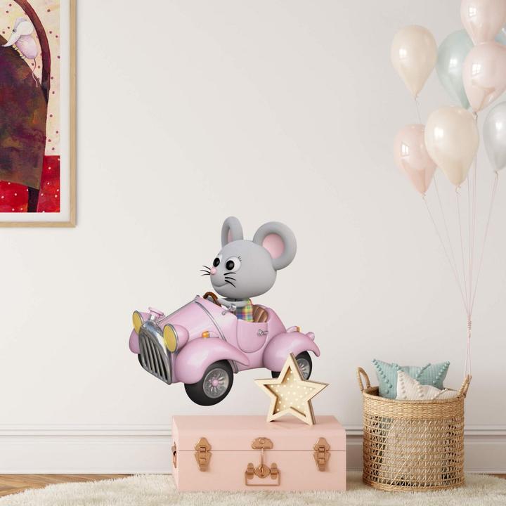 Actual product image Trenddeko Mouse in the car (40 x 40 cm)