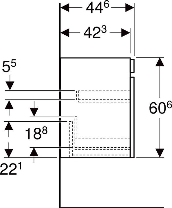 Image du produit Geberit Renova Plan, armoire basse pour lavabo, avec 1 tiroir, 83,2x60,6x44,6cm, 501910 (83 x 44.5 x 60.5 cm)