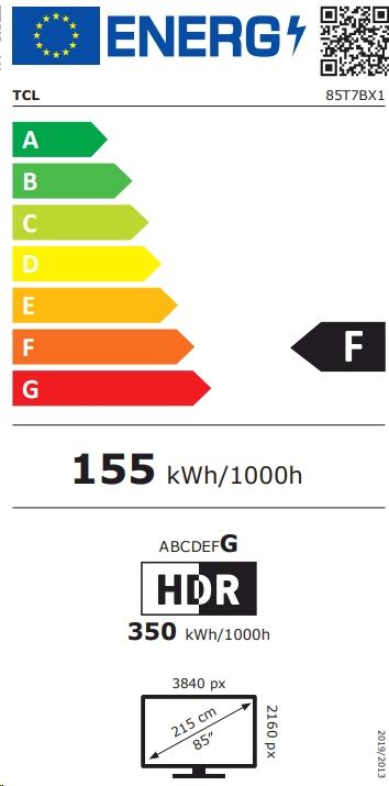 Energie-Label TCL 85T7B (85", QLED, 4K)
