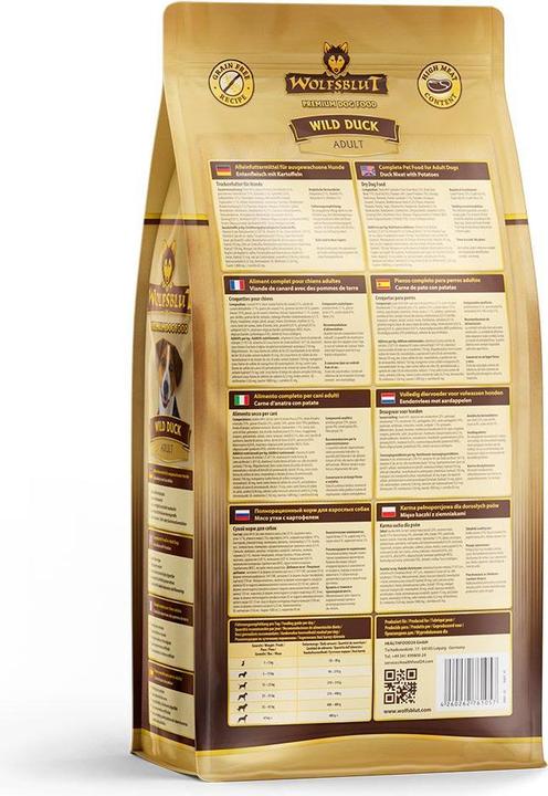 Immagine prodotto Wolfsblut Cibo secco per cani Anatra selvatica con patate (Adulto, 1 pz., 2000 g)