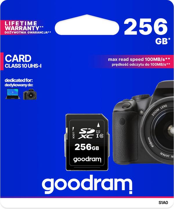 Image du produit Goodram S1A0 SDXC UHS-I classe 10 (256 Go, SDXC, U1, UHS-I)