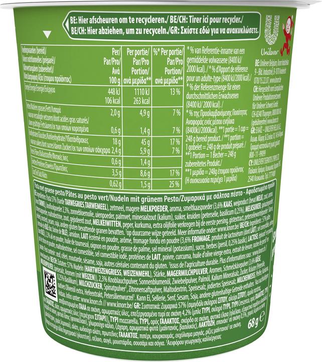 Nährwerte und Zutaten Knorr Mini Meal Pot Creamy Pesto 8x (116 g)