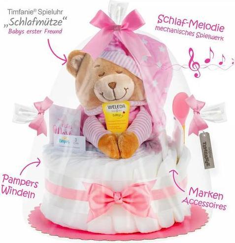 Image du produit Timfanie Gâteau de couches avec ourson musical, rose