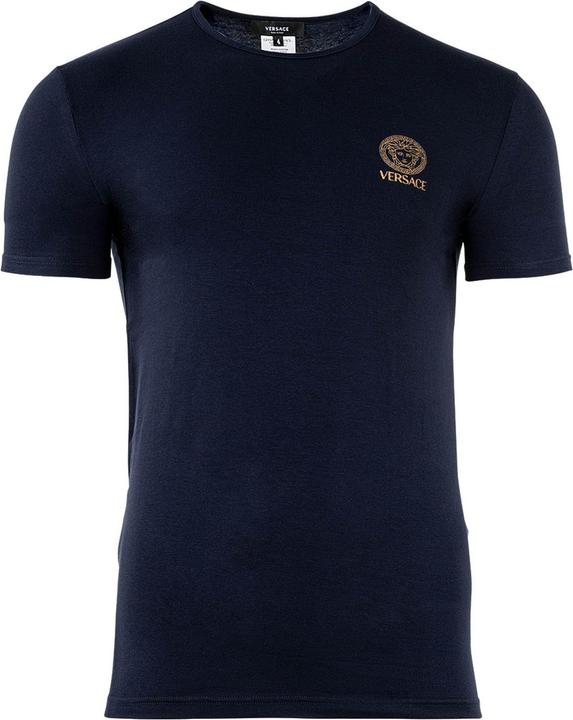 Versace T-Shirt Short Sleeves Round Neck Jersey Topeka Bi-Stretch Cotton Organic New Logo