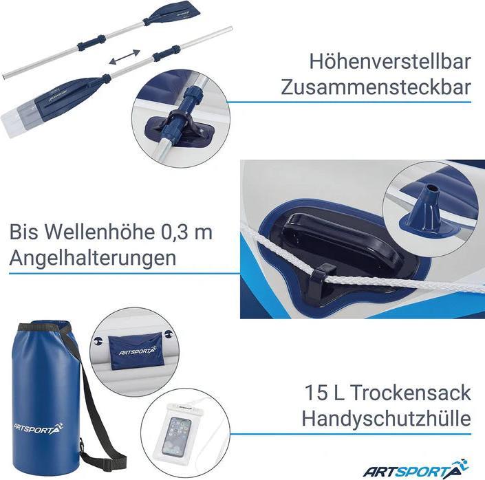 Produktbild Juskys Schlauchboot mit zwei Sitzbänken (322 cm, 4 Pers.)