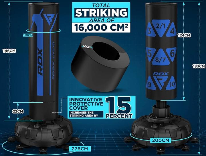 Actual product image Rdx Free StandingTarget Black+ Bag Mitts (180 cm)