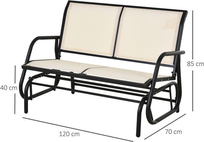 Actual product image Swisshandel24 Rocking chair 2-seater garden bench garden swing bench park bench metal black+beige 120x70x85cm