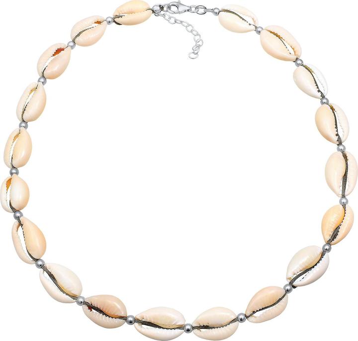 Image du produit Elli Collier Véritable cauri coquillages plage 925 argent sterling (Argent 925 sterling plaqué or, Nylon, Coquillage, Pas de pierre, 36 cm)