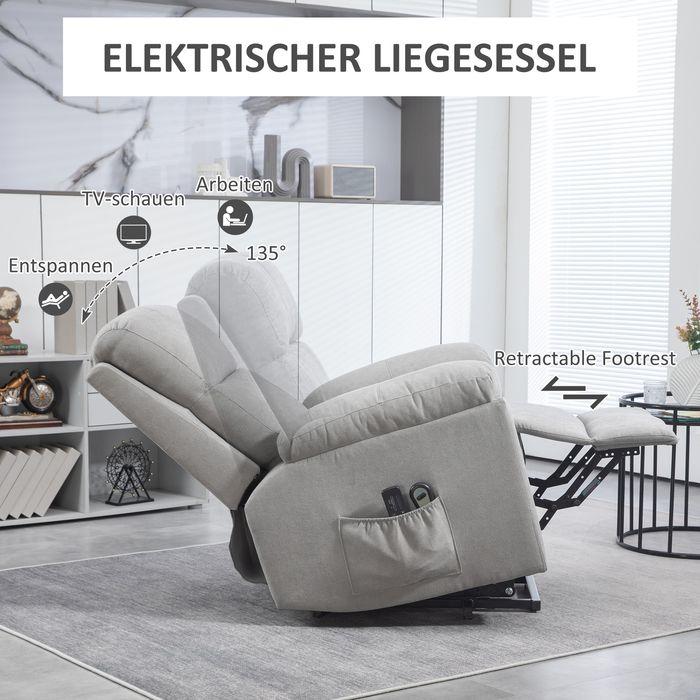 Actual product image Swisshandel24 TV armchair electric stand-up aid reclining function remote control massage armchair linen look