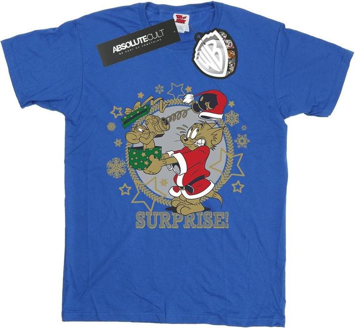 Actual product image Tom & Jerry Womens/Ladies Christmas Surprise Cotton Boyfriend T-Shirt (XXL)
