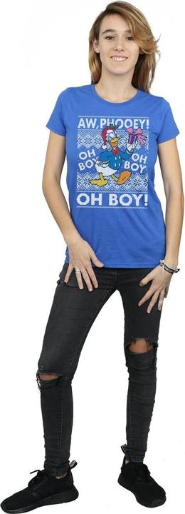 Actual product image Disney Womens/Ladies Donald Duck Christmas Fair Isle Cotton T-Shirt (L)