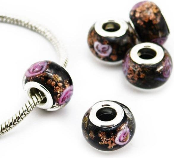 Immagine prodotto Hermex Perlina di vetro placcata argento 925 - Nero (Argento 925, Vetro)