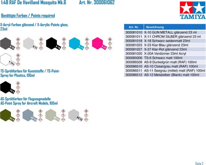 Actual product image Tamiya De Havilland Mosquito
