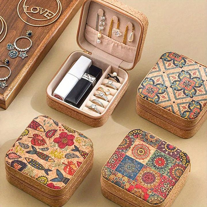 Produktbild Only-Bags.Store Coffret à bijoux 4 pièces en similicuir bohème chic et artisanal - Organiseur de voyage portable
