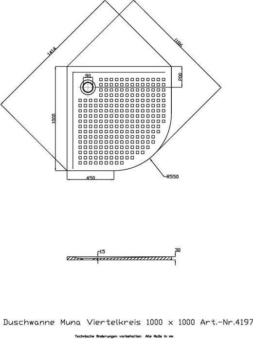 Image du produit Hoesch Receveur de douche quart de cercle MUNA m AR 1000x1000x30mm we