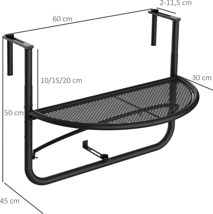Image du produit Outsunny Table suspendue pour balcon réglable en hauteur (60 cm)