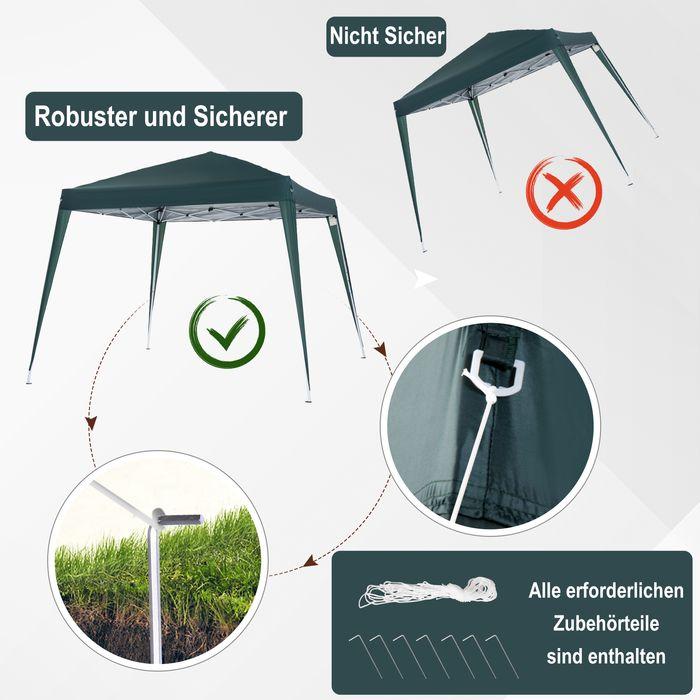 Immagine prodotto Swisshandel24 Gazebo pieghevole con borsa di trasporto 2,4x2,4 m in acciaio verde (240 cm, 240 cm)