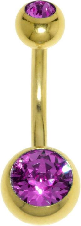 Image du produit Bijouteria Piercing nombril (Acier chirurgical 316L, Revêtement PVD (couleur or), Cristal Premium)