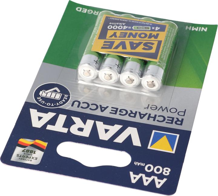 Actual product image Varta Ready2use Battery Micro/AAA 56703 800mAh Pack of 4 4008496550616 (4 pcs., AAA, 800 mAh)