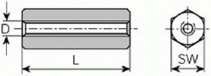 Actual product image EP Aluminium spacer M3 20mm