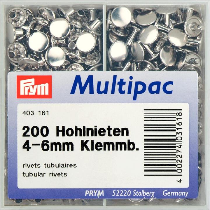 Immagine prodotto Prym Rivetti cavi, ottone, argento 4-6 mm, stagno 200 pezzi, multipack