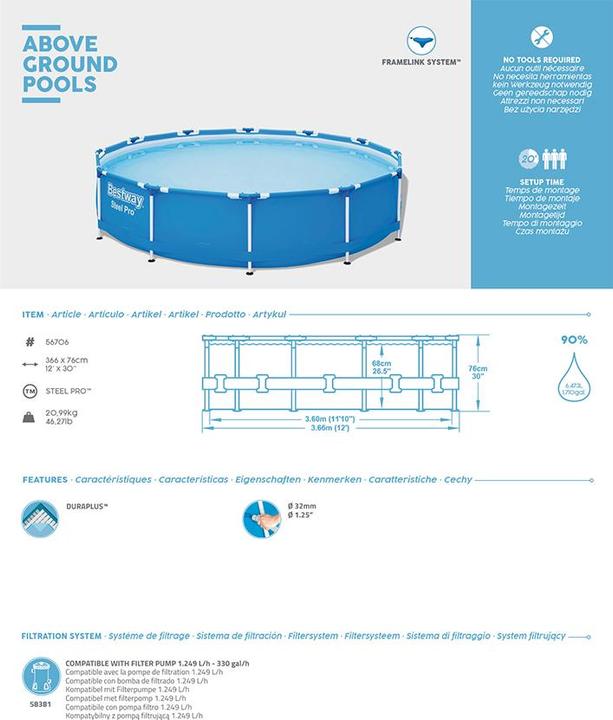 Actual product image Bestway Wassim (Ø 366 x 76 cm)