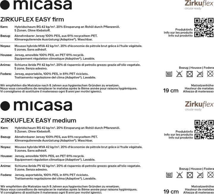 Produktbild micasa Zirkuflex Easy (140 x 200 cm, Schaumstoffkern)