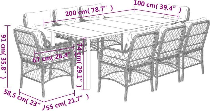Actual product image VidaXL 10-piece garden lounge set with cushions (200 cm)