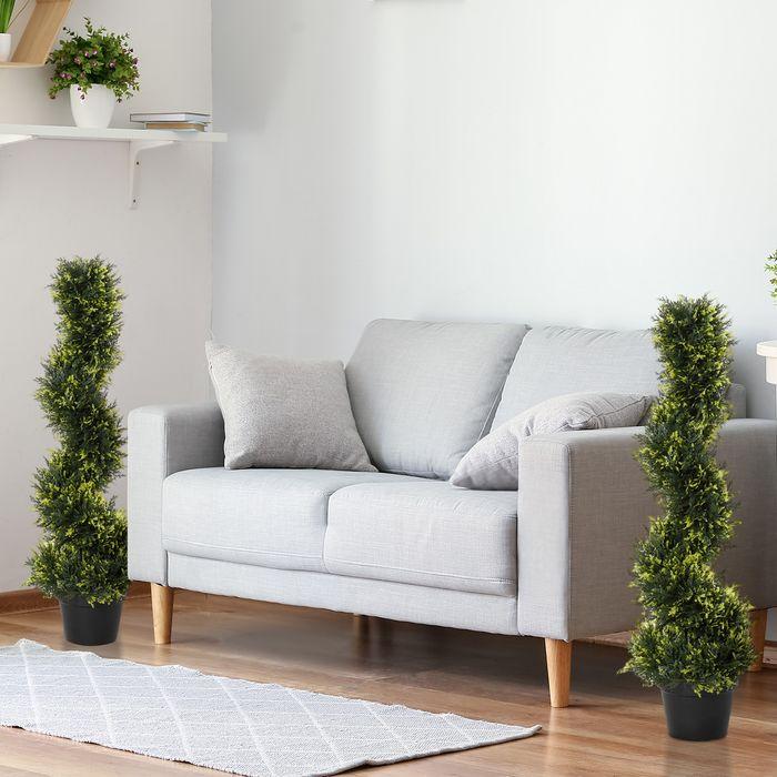 Produktbild Swisshandel24 2er Set künstliche Zedernbaum gross 90 cm Kunstpflanze für Wohnzimmer Büro (90 cm)