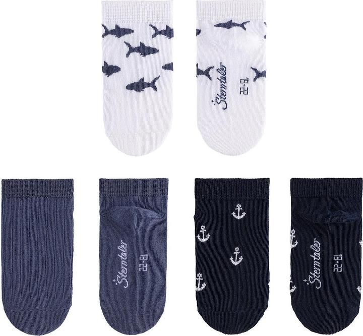 Immagine prodotto Sterntaler Sneaker Söckchen 3er-Pack Haie (confezione da 3, 23 - 26)