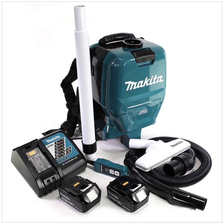 Produktbild Makita DVC 260 36V Akku Rucksack Staubsauger (2x 18V) Brushless mit 2x 3,0 Ah Akku und Ladegerät (Rückenstaubsauger)