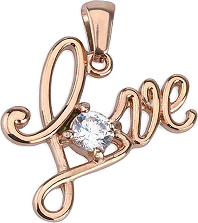 Image du produit Star Piercing Pendentif or rose Love avec cristal (Acier chirurgical 316L)