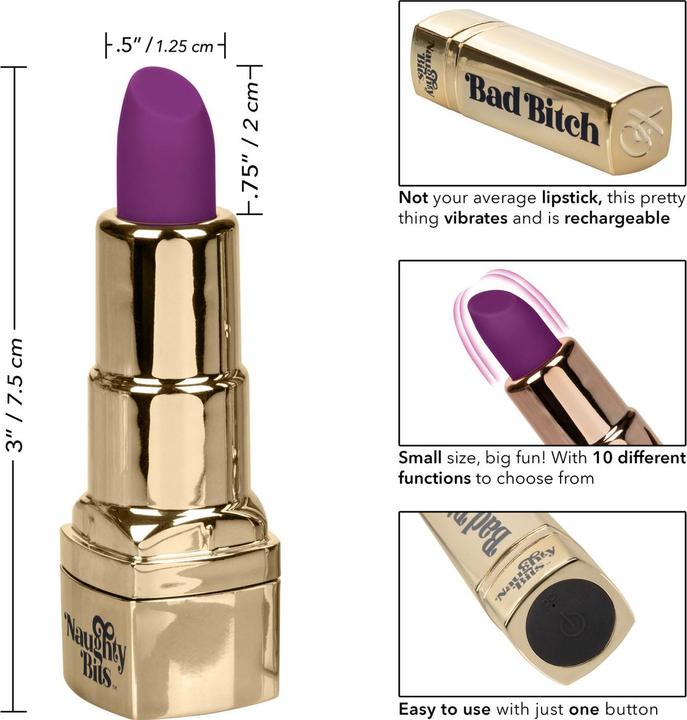 Actual product image CalExotics Naughty Bits® Bad Bitch® Lipstick Vibrator