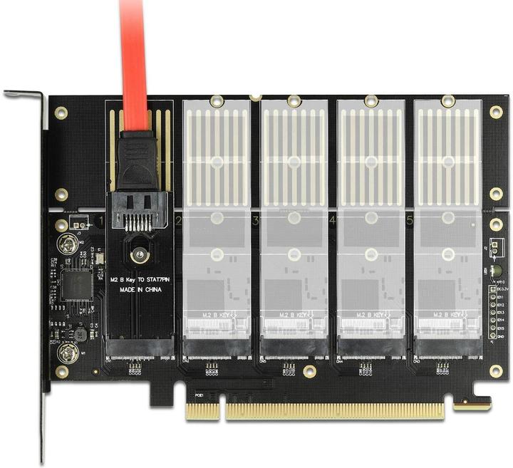 Actual product image Delock Host Bus Adapter PCI-ex16v3 - 5xM.2 Key-B, SATA