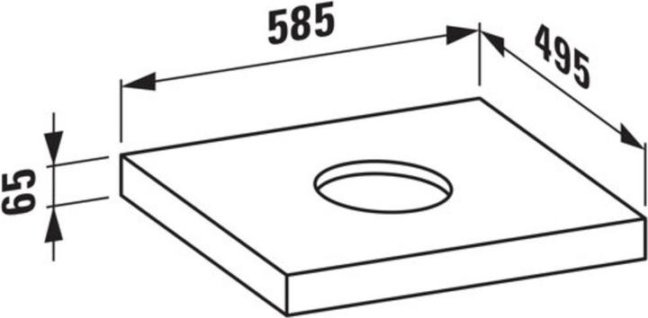Produktbild Laufen Lani Waschtischplatte, ein Ausschnitt mittig, 585x495x65mm, H404641112