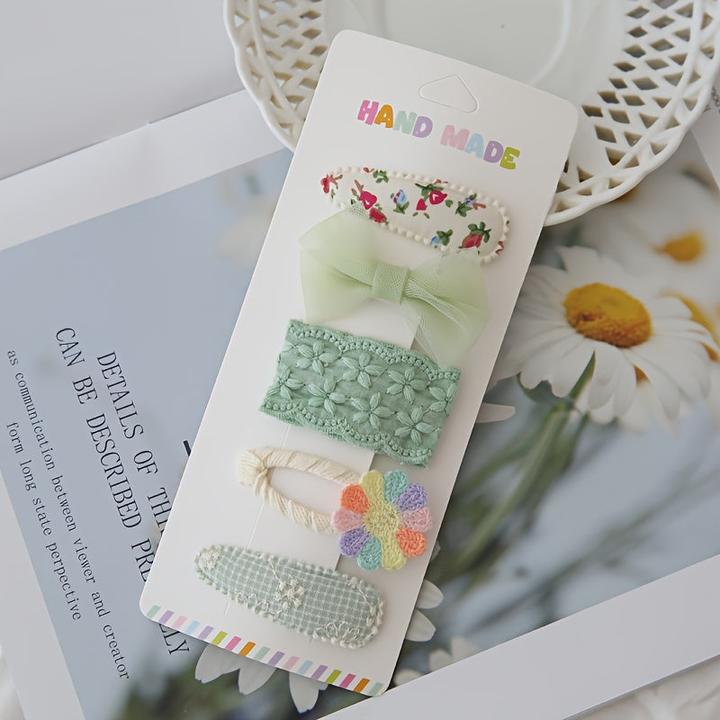 Produktbild Activity Board 5-Pack gemischte Mode niedlichen Kinder Haarspangen Set, Floral Polyester BB Haarnadel Set für (5 Stk.)