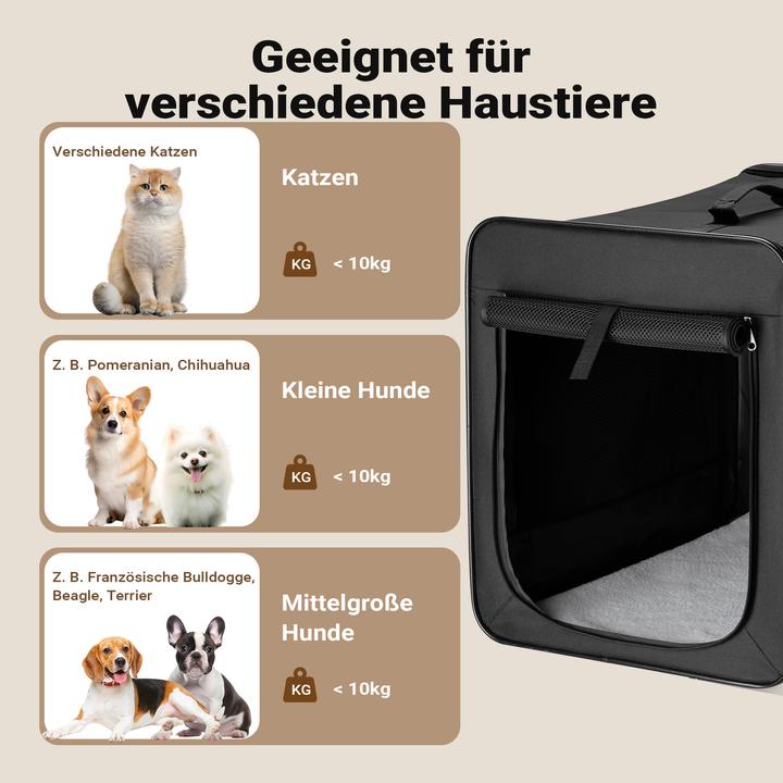 Produktbild Fudajo Transportbox M Faltbar Schwarz 58x46x53cm Hundebox Katzenbox Reisebox (Hund, Faltbar, Waschbar, Atmungsaktiv)