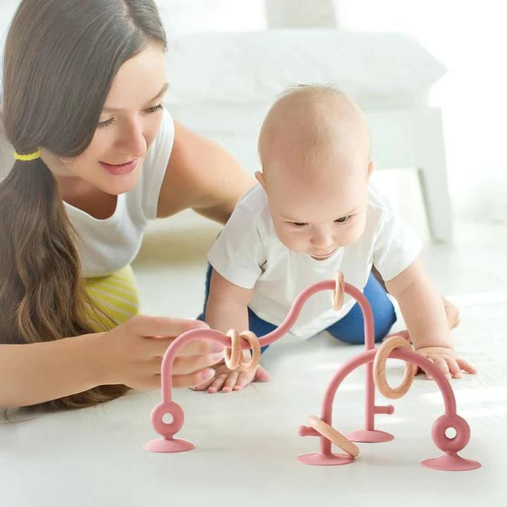 Immagine prodotto Activity Board Anello di legno per bambini, morbido giocattolo da dentizione in silicone senza BPA per bambini che