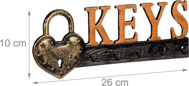 Actual product image Relaxdays Wall Mounted Key Holder, 5 Hooks (26 x 3 x 10 cm)