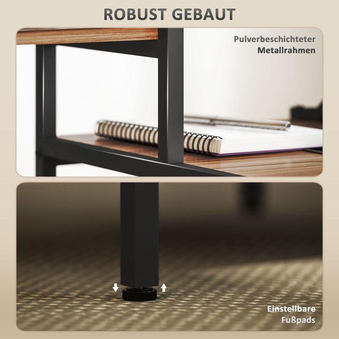 Immagine prodotto Swisshandel24 Schreibtisch Computertisch mit Monitorständer, CPU-Ständer, Druckerablage, Braun