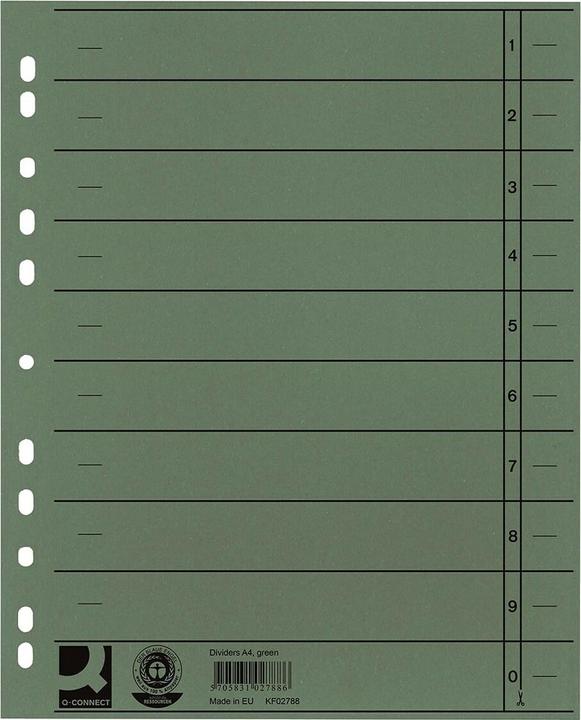 Actual product image Q-Connect Dividers 100 pieces green