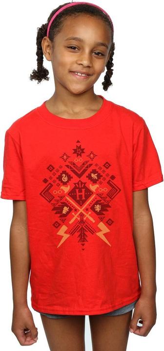 Actual product image Girls Christmas Fair Isle Cotton T-Shirt (128)
