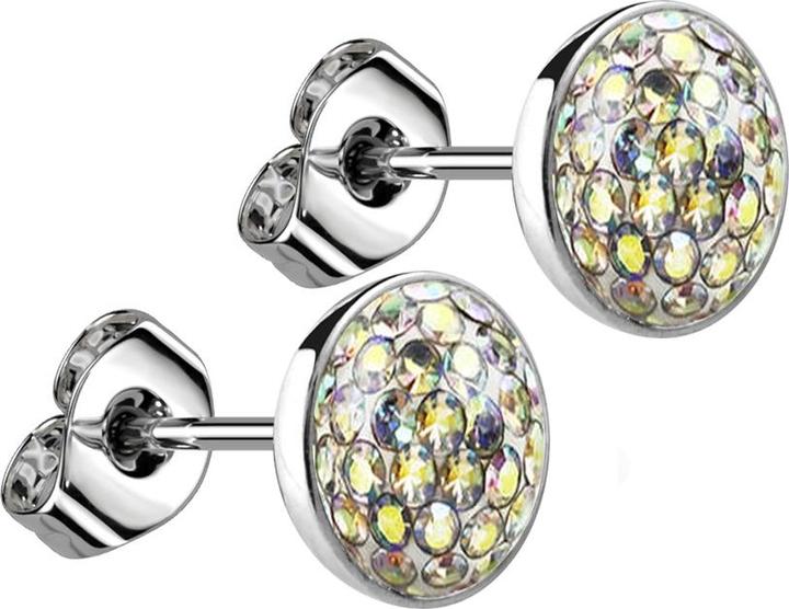 Produktbild Star Piercing Ohrstecker silber Teller Kristall multicolor (ohne Messing, Chirurgenstahl 316L)