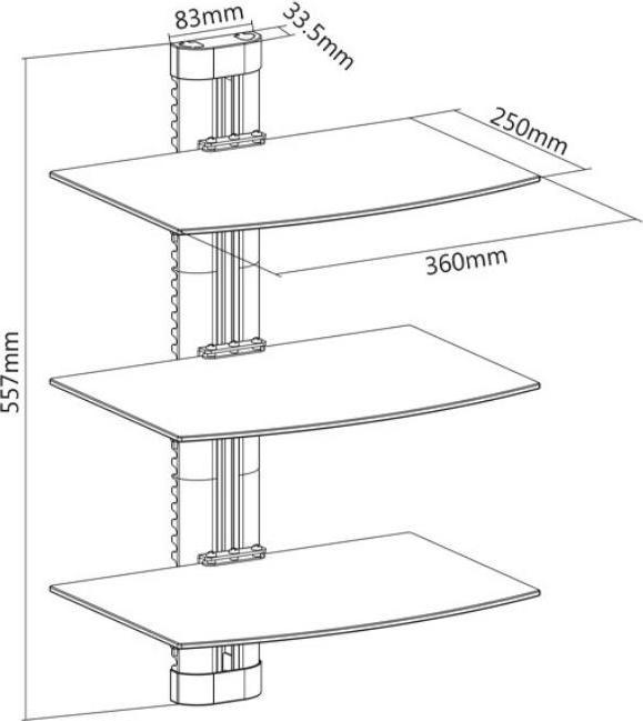 Immagine prodotto Maclean MC-664 - Supporto da parete per tre lettori DVD 250 x 360 mm nero 3x 8
