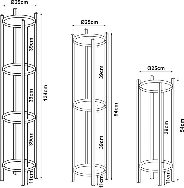 Nutritional values and ingredients En.Casa Tuusula plant stand set of 3