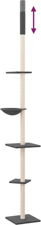 Produktbild VidaXL Kratzbaum Deckenhoch Dunkelgrau 263,5-289,5cm Katzenbaum Kletterbaum (289.50 cm, Dunkelgrau)
