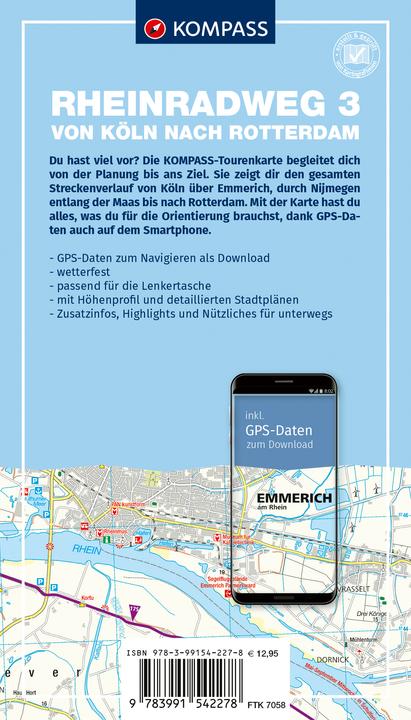 Produktbild Fahrrad-Tourenkarte Rheinradweg 3, von Köln nach Rotterdam 1:50.000