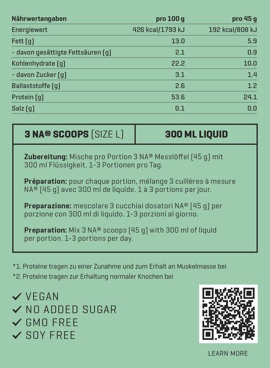 Valori nutrizionali e ingredienti Nutriathletic Proteine vegetali + Eaa (Cappuccino, 1 pz., 800 g)